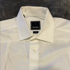 David Donahue White Men's cuff link dress Shirt 15 32/33